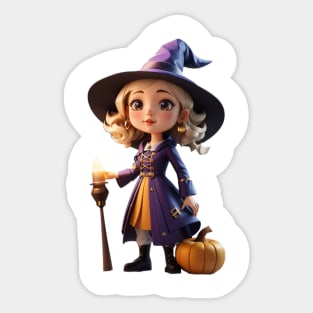 Halloween Cute Witch Girl Sticker